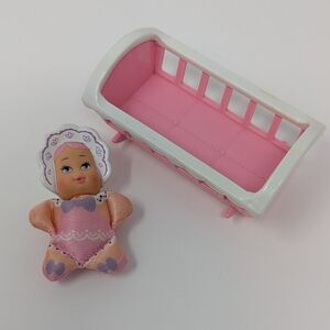 Galoob So Small Babies Baby Lacy Lucy with Crib 1989 Vintage Doll